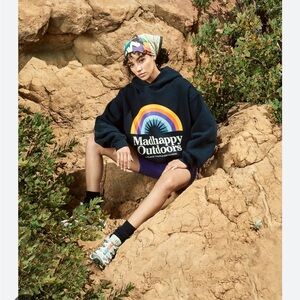 Madhappy Navy Hoodie with Rainbow Graphic